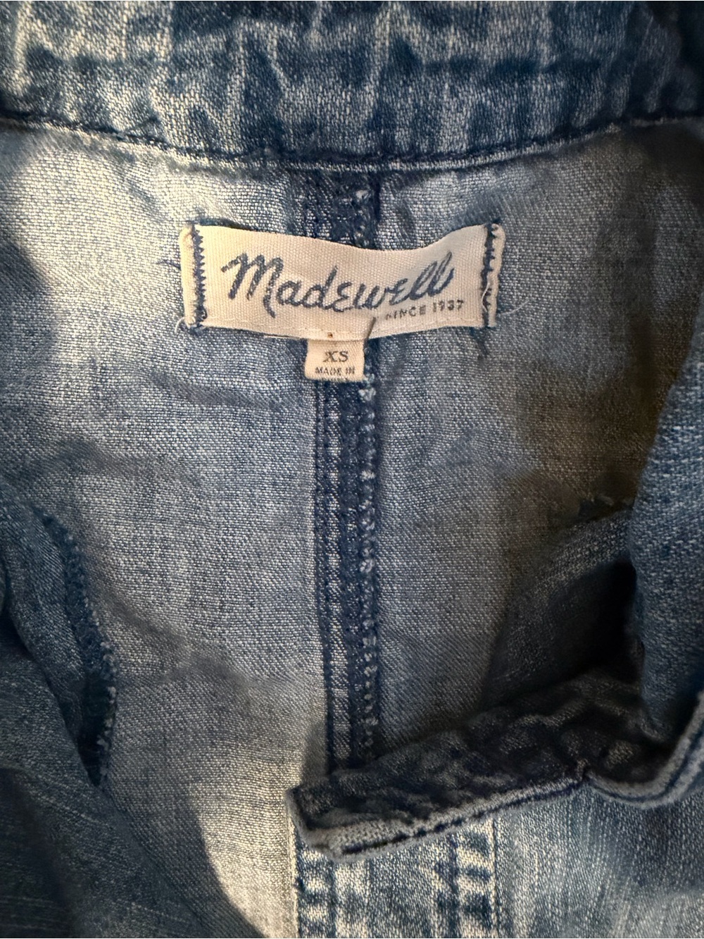 Madewell Light Wash Denim Utility Jumpsuit  - XS - Picture 4 of 10